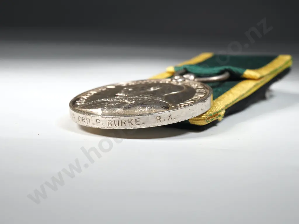 King George V Efficiency Medal to 741984 Gnr P Burke R.A.  Image 1++