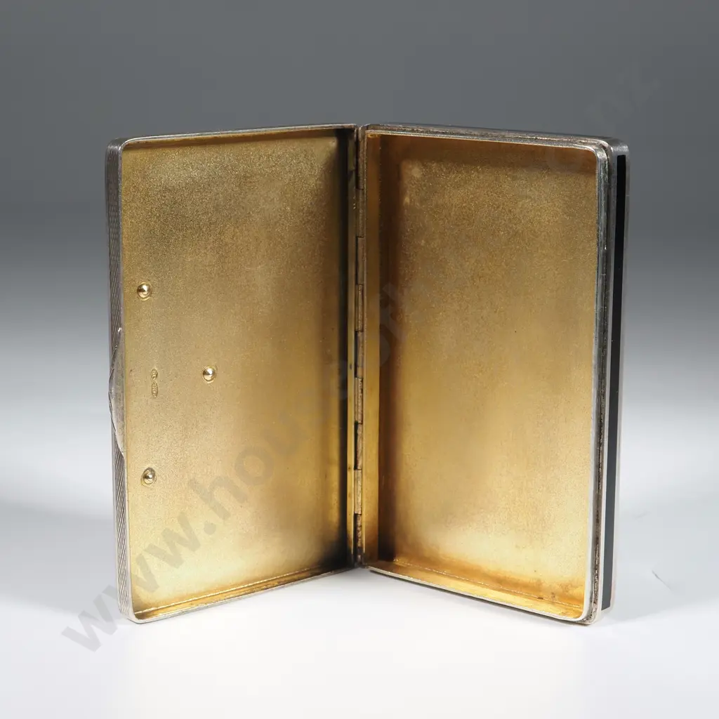 Art Deco Sterling Silver & Enamel & Marcasite Case. London Import Marks For 1929. Maker HC Freeman Ltd Image 1++