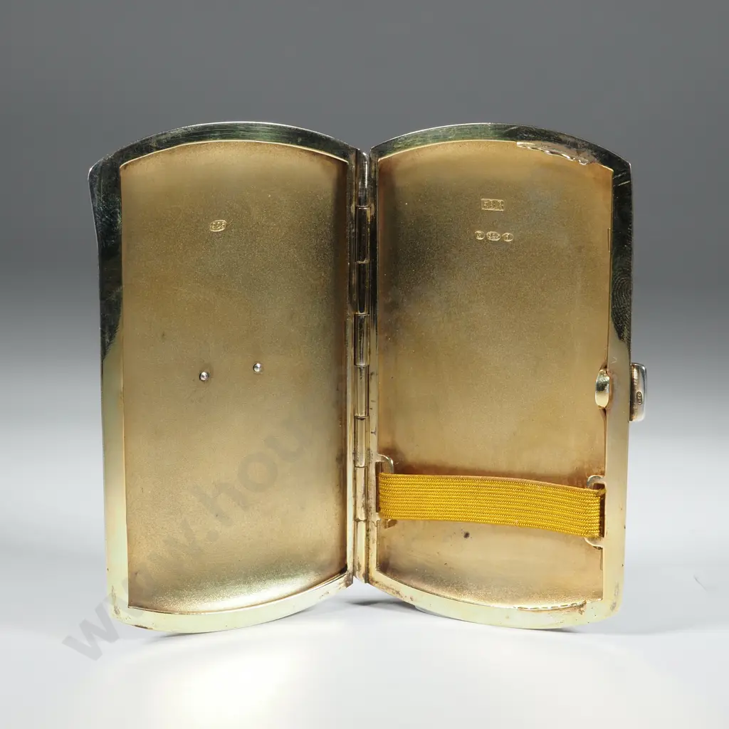 Blue Sterling Silver & Guilloche Enamel  Cigarette Case with Marcasite Basket Decoration. Import Marks For Glasgow 1926 Image 1++