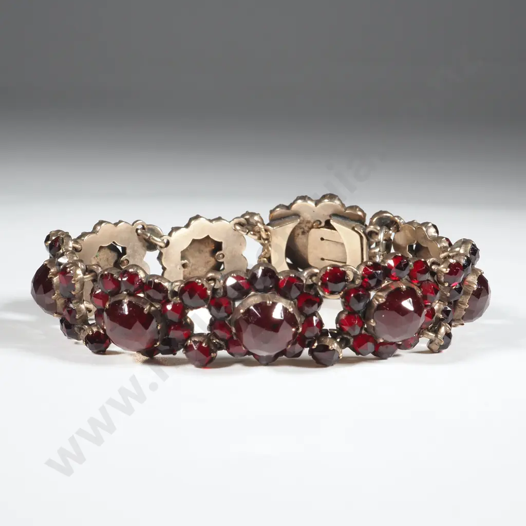 Antique Garnet & Sterling Silver Bracelet Image 1++