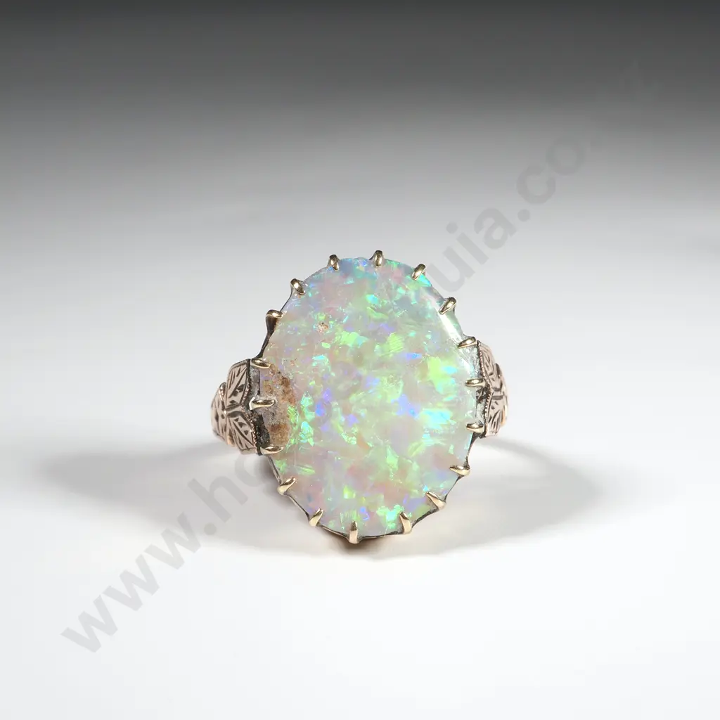 Antique 9ct Gold Ring w Impressive Solid Opal Image 1++