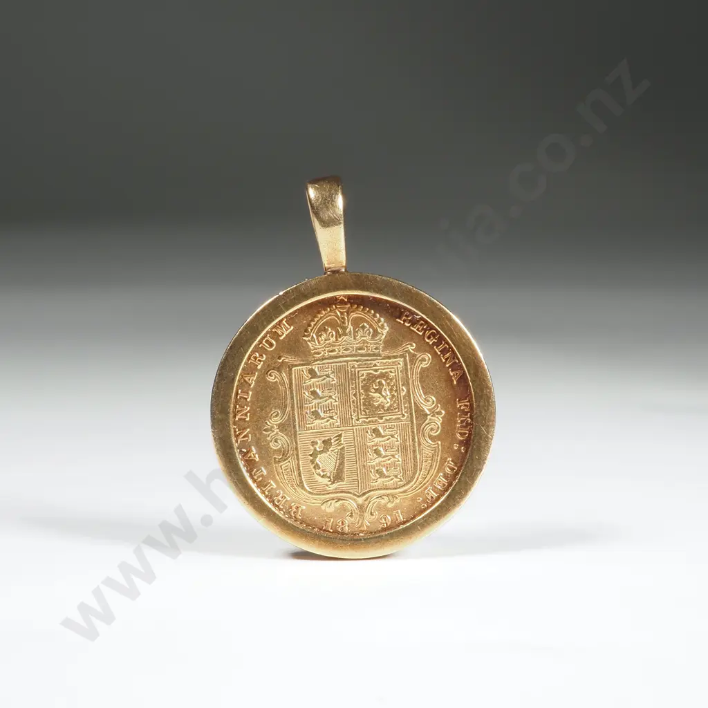 1891 United Kingdom Half Sovereign Pendant Image 1++