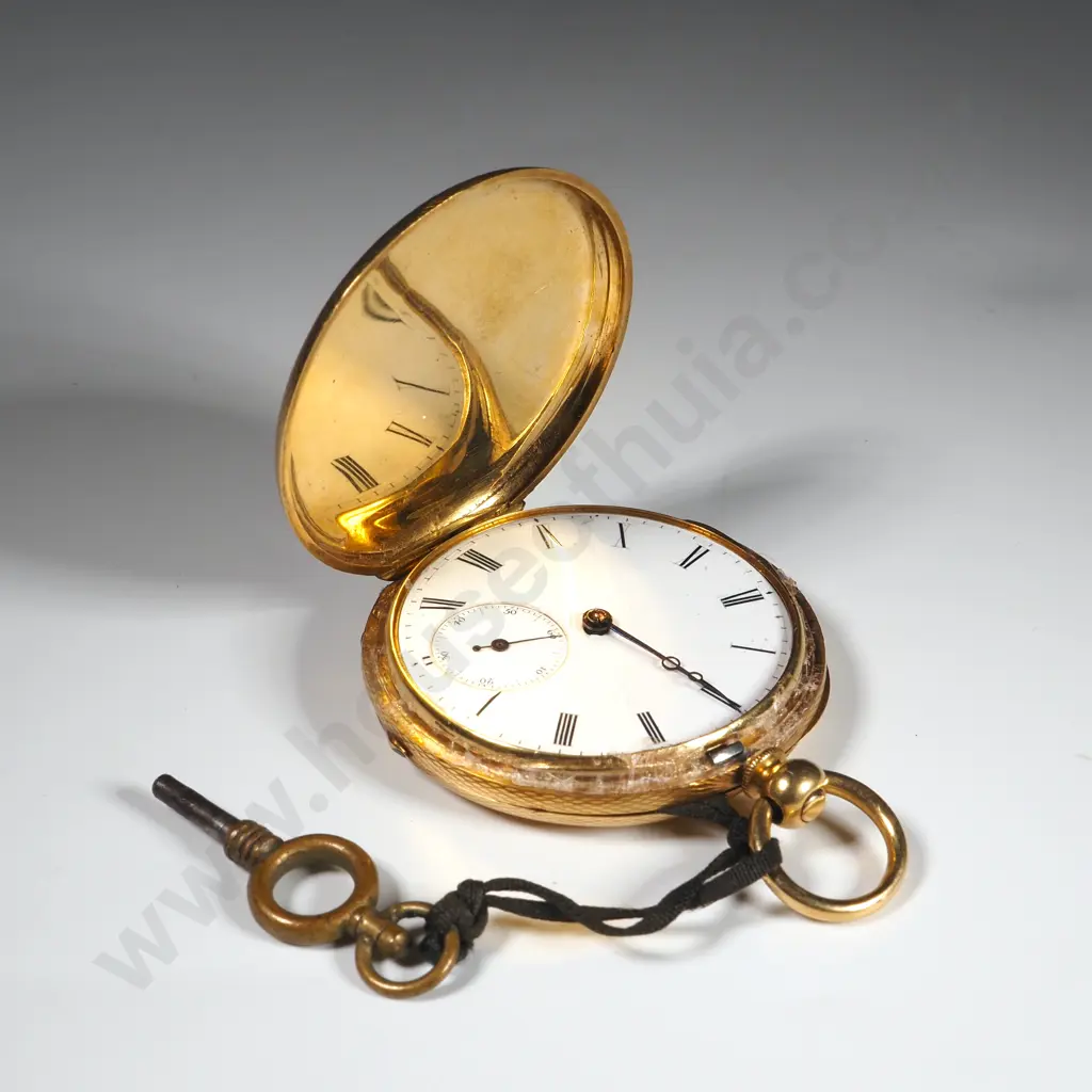 18ct Gold Pocket Watch w Key Image 1++