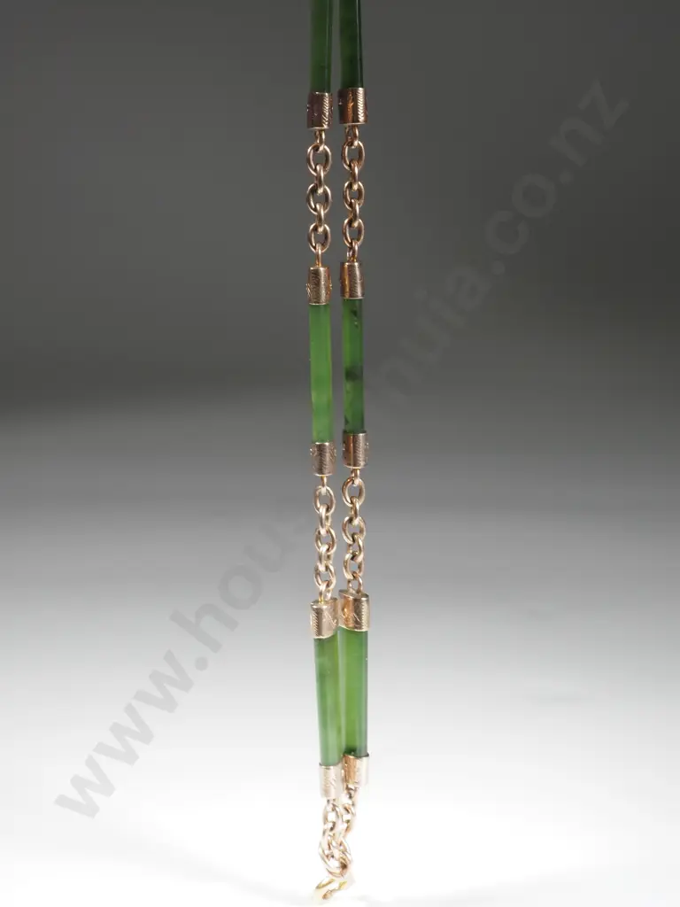 9ct Gold & Greenstone Double Bracelet Image 1++