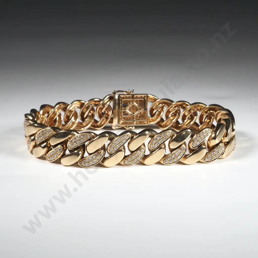 Monster Michael Hill 10ct Gold Curb Link Bracelet w 2cts of Diamonds - Retail Price of $13,499.00 Image 1++