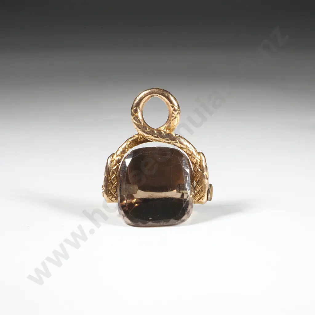Antique Rolled Gold Fob Spinner w Snake Twist Handle Image 1++