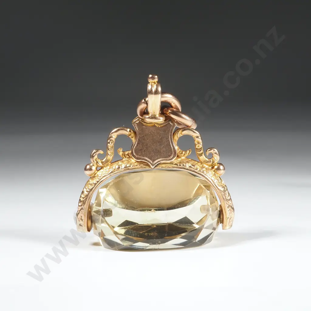 Antique 9ct Gold Citrine Fob Spinner Image 1++