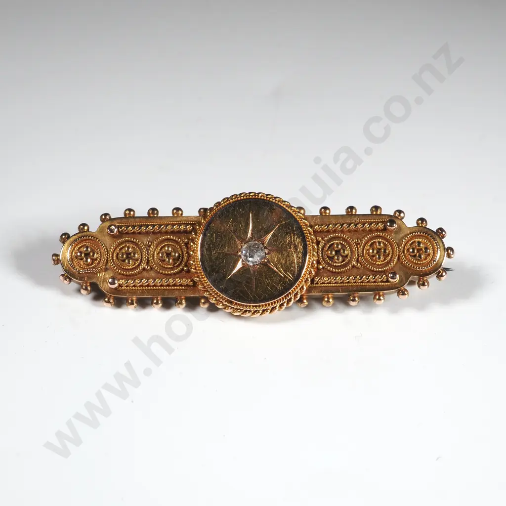 Antique 15ct Gold, Diamond Brooch w in Period Case Image 1++