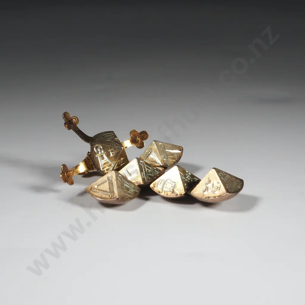 Antique Gold & Silver Masonic Ball. Opens To Form A Cross Image 1++