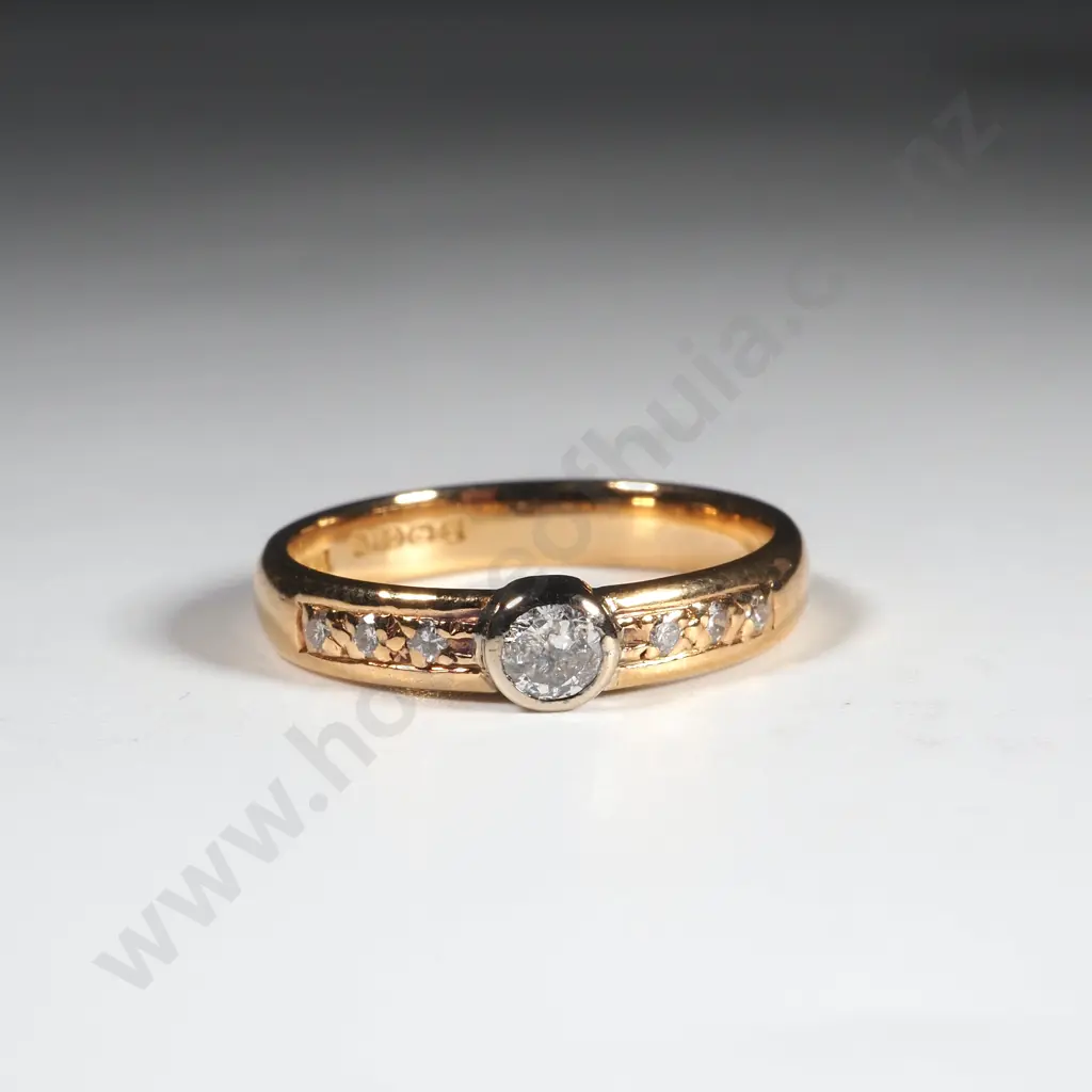 Antique 22ct Gold & Diamond Ring w English Hallmarks Image 1++