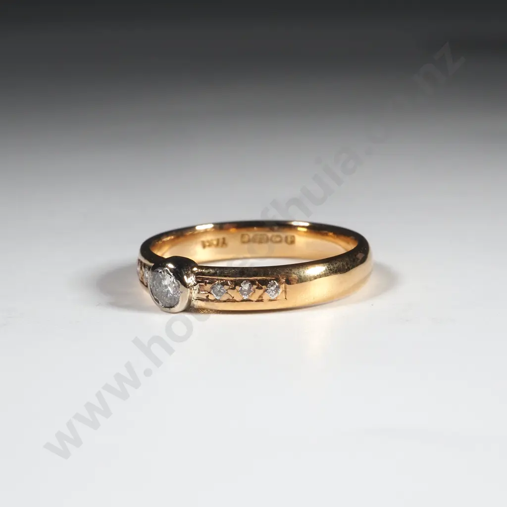 Antique 22ct Gold & Diamond Ring w English Hallmarks Image 1++