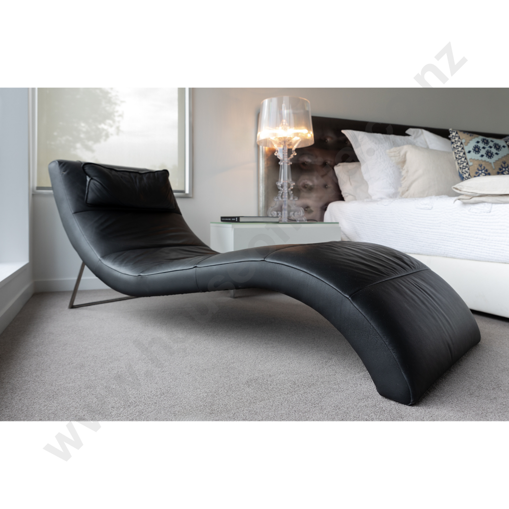 Indoor Black Leather Chaise Lounge Chair RP $7,500.00 Image 1++