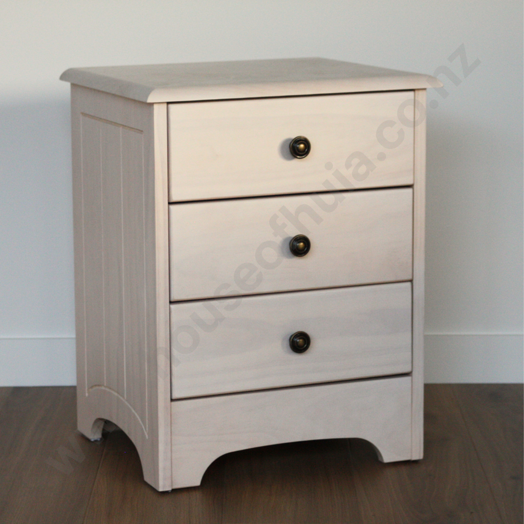 Wood 3 Drawer Bedside Table Image 1++