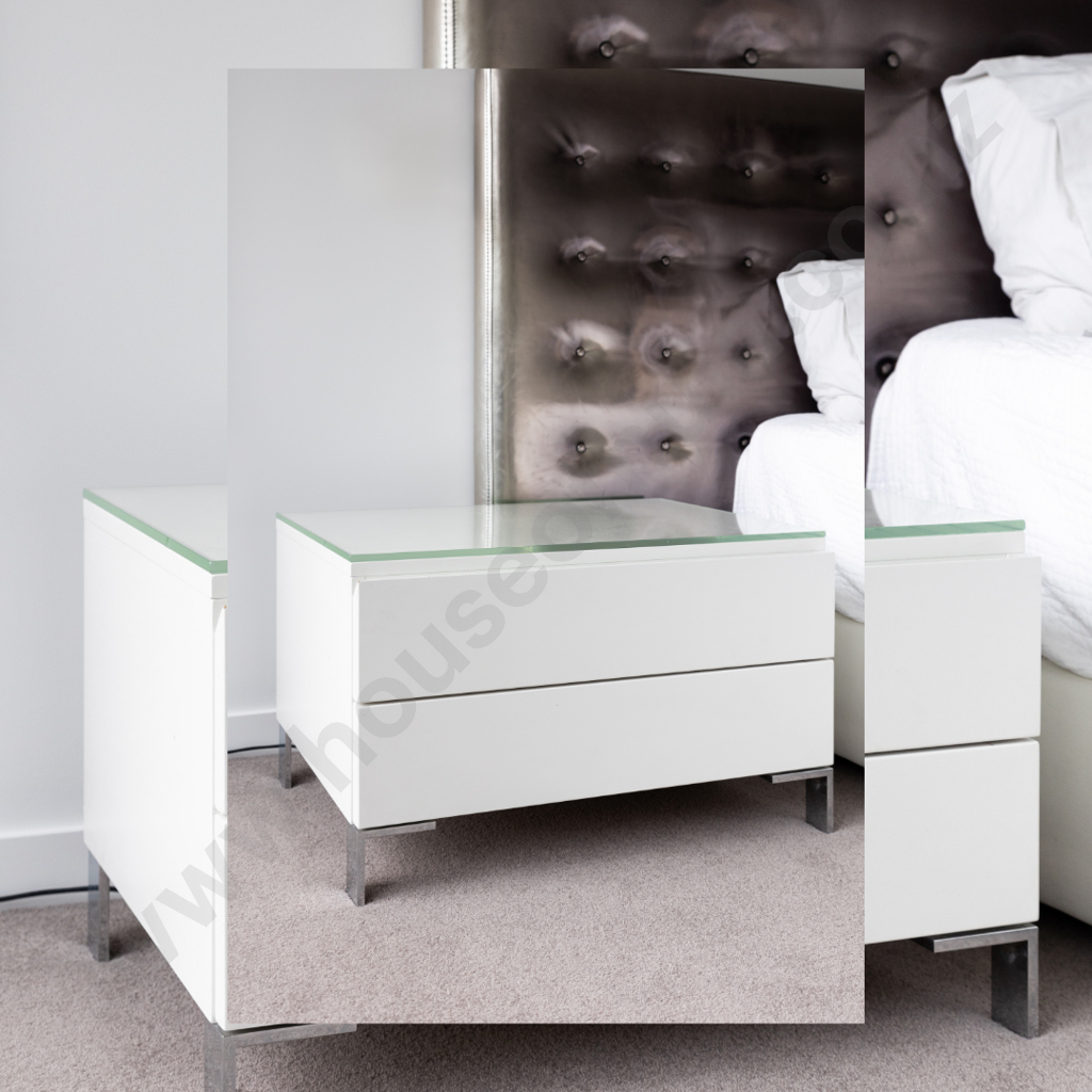Trenzseater Soho Glass Topped Bedside Tables RP $2,143.00 Image 1++