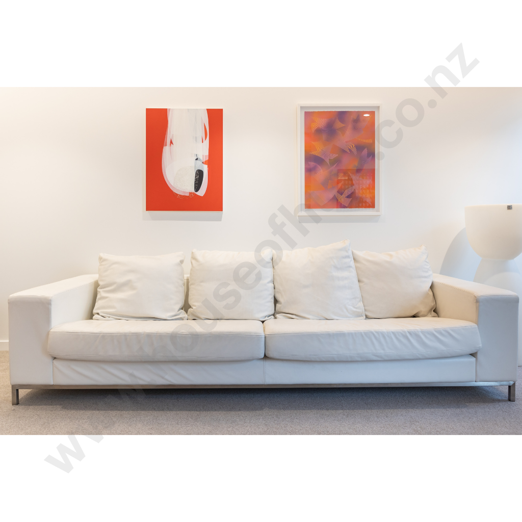 Trenzseater 4 Cushion White Leather Couch RP $8,500.00 Image 1++