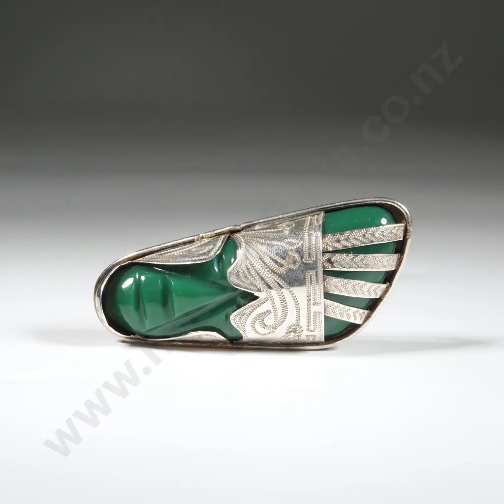 Vintage Mexican Sterling  Silver Brooch In The Form Of A Face In A Sandal Image 1++