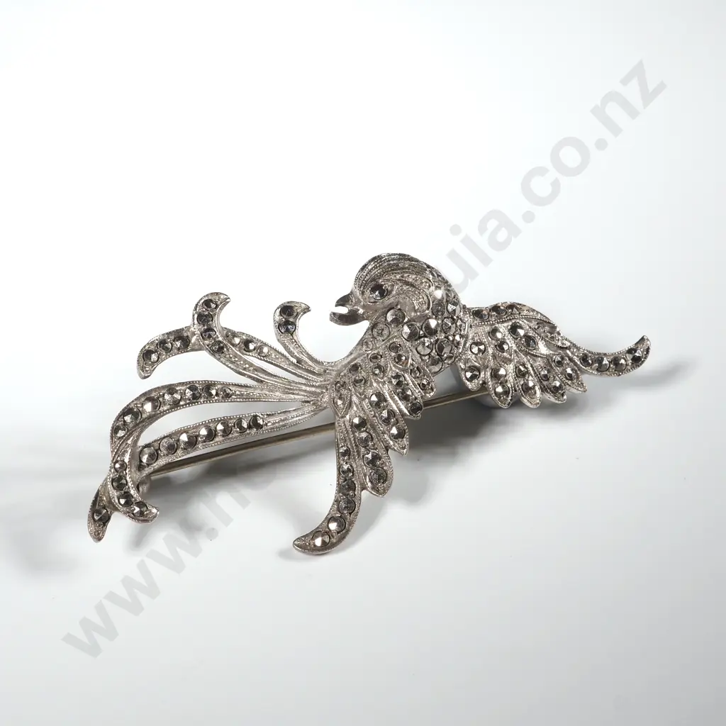 Sterling Silver Marcasite Brooch In The Form Of An Eagle In Flight Image 1++