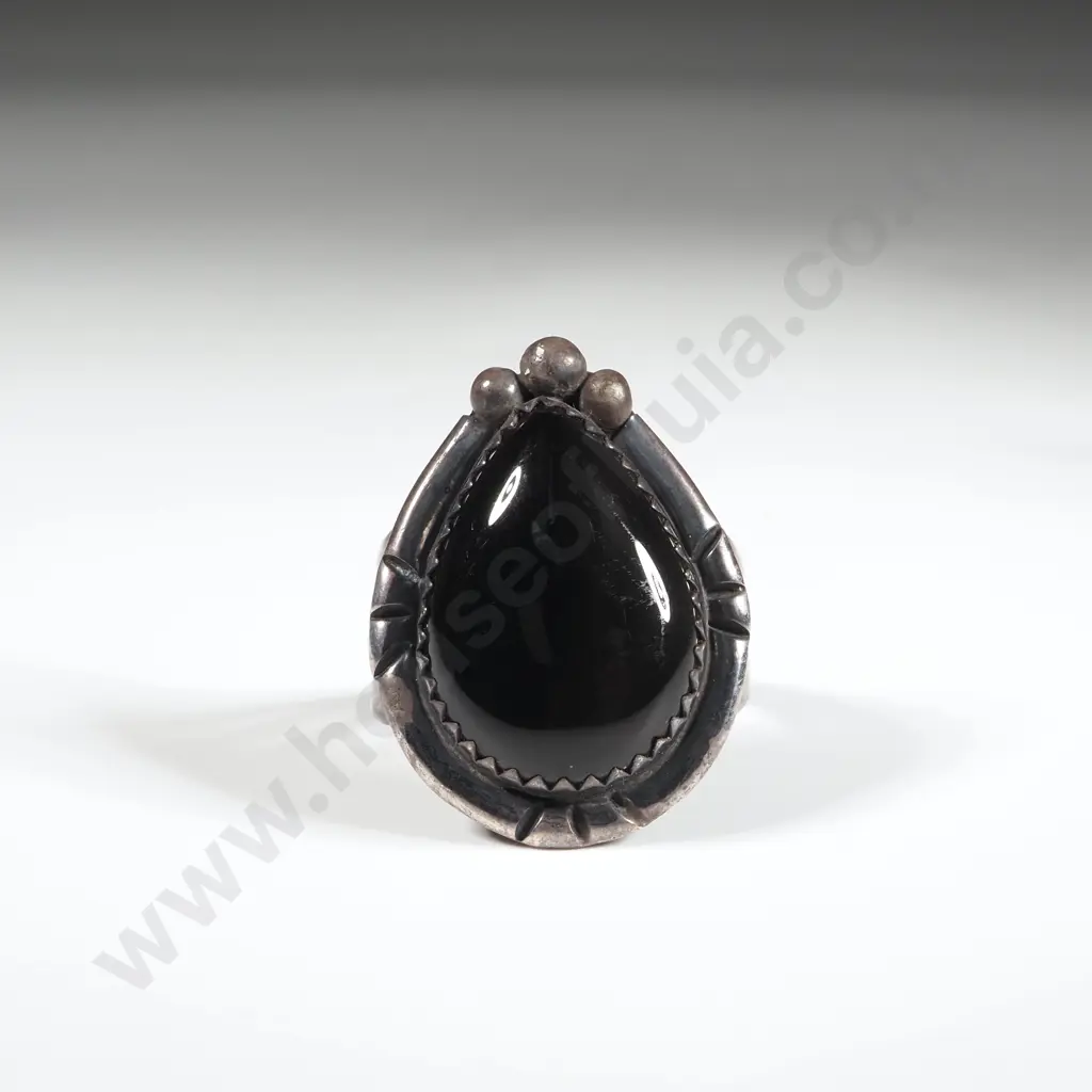 Sterling Silver Black Stone Ring Image 1++