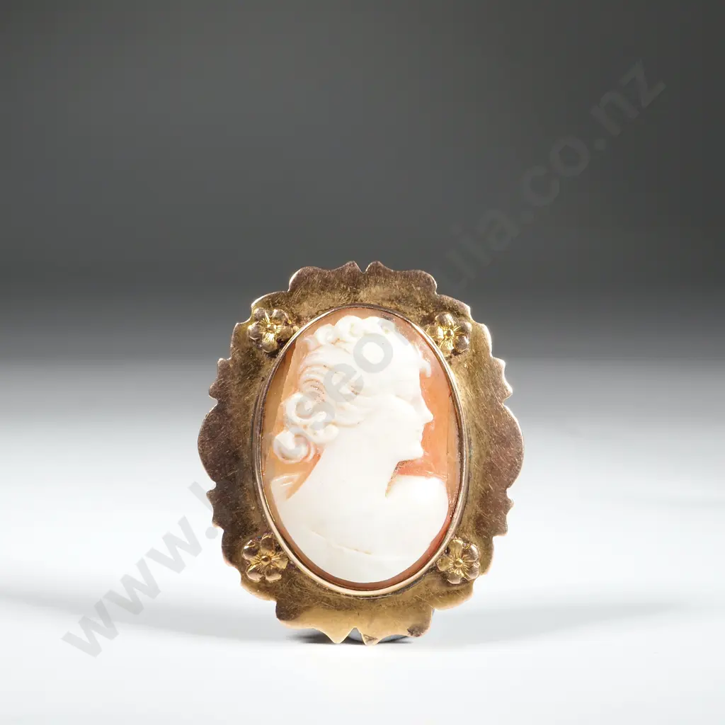 9ct Gold Cameo - A/F Missing Pin Image 1++