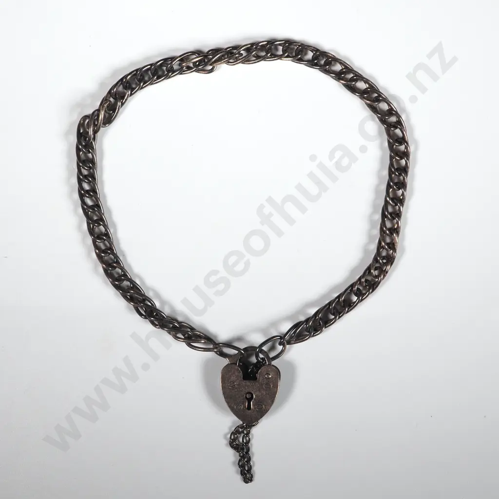 Sterling Silver Double Chain Link Bracelet With Locket  Image 1++