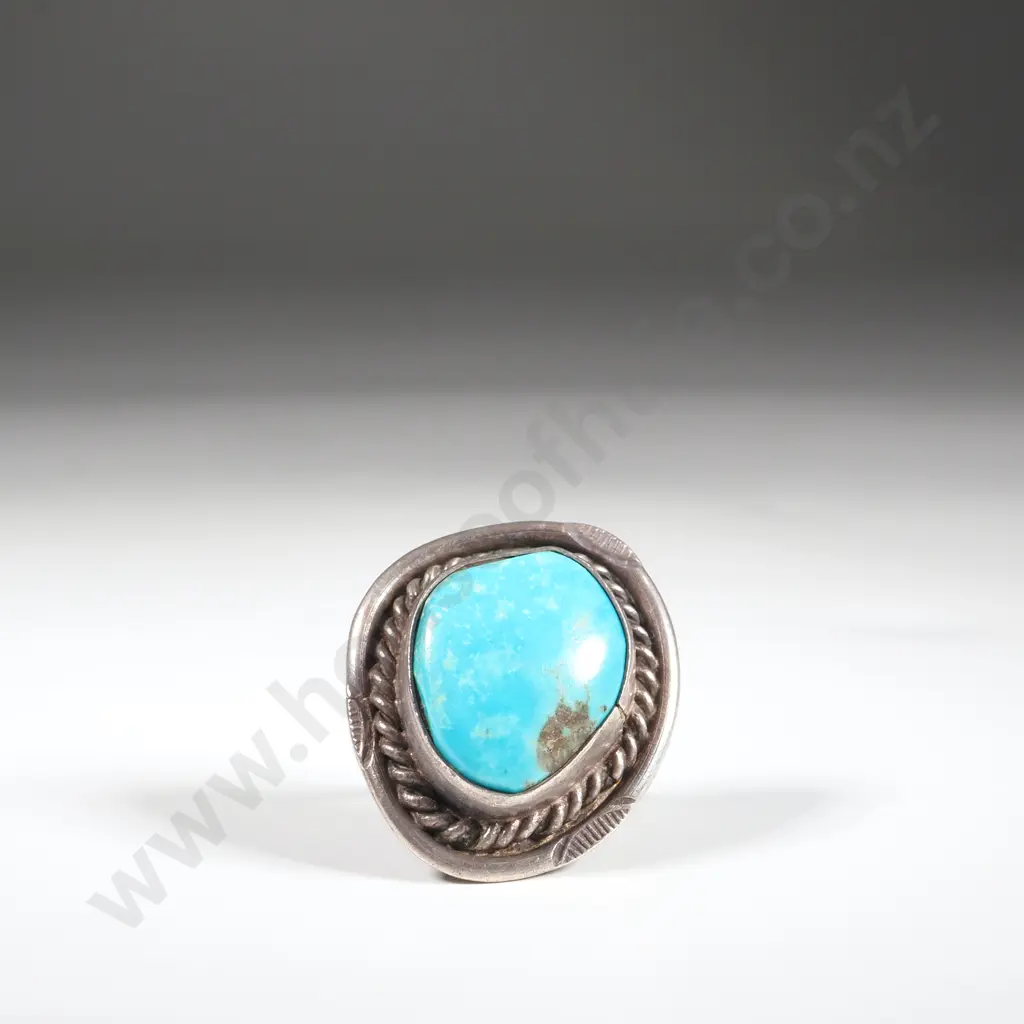 Sterling Silver & Turquoise Ring. Possibly Mexican Image 1++