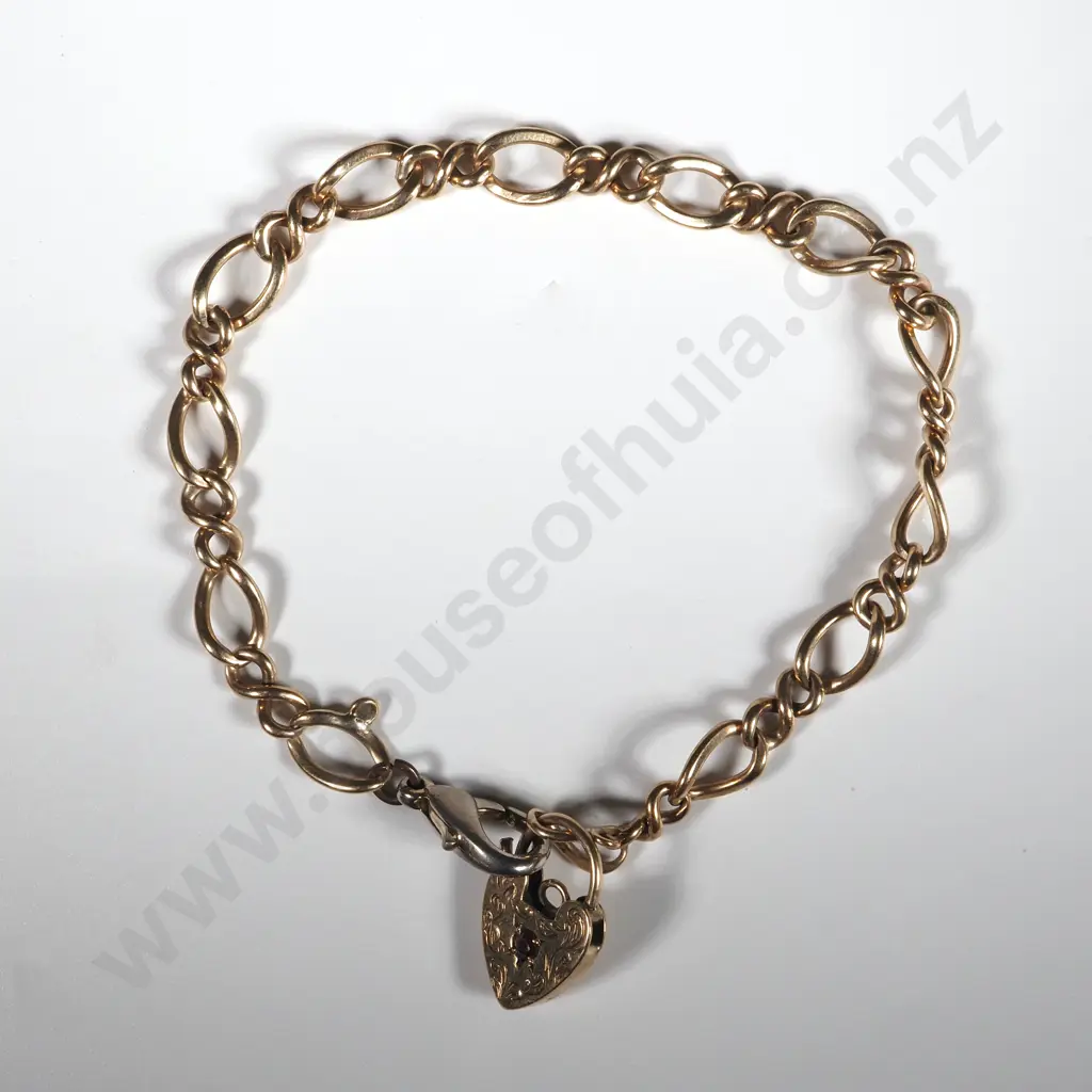 9ct Gold Belcher Bracelet - W Basemetal Clasp Image 1++