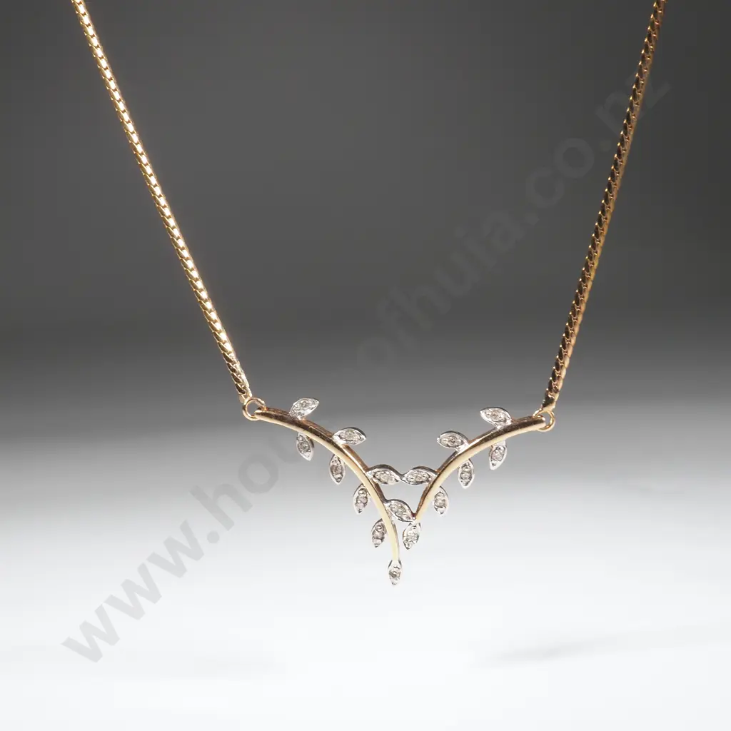 9ct Gold & Diamond Necklace Image 1++