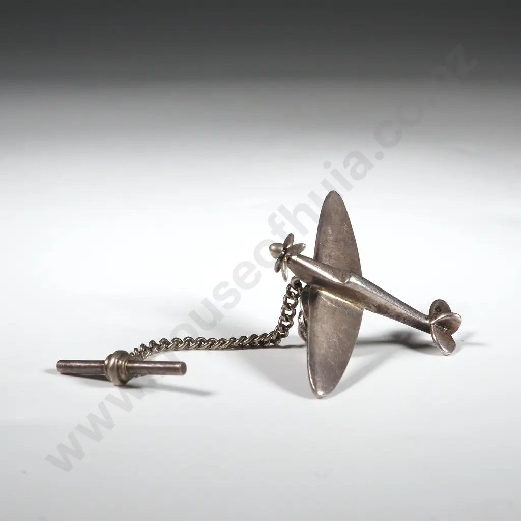 Sterling Silver Tie Tack/ Lapel Pin In The Form Of An Aeroplane Image 1++