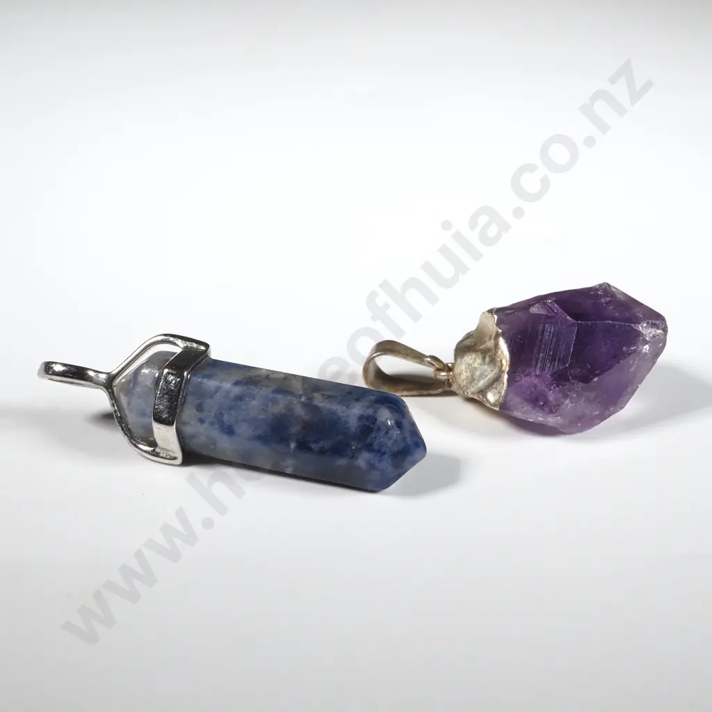 Blue Quartz Pendant & An Amethyst Pendant With Sterling Silver Fittings  Image 1++