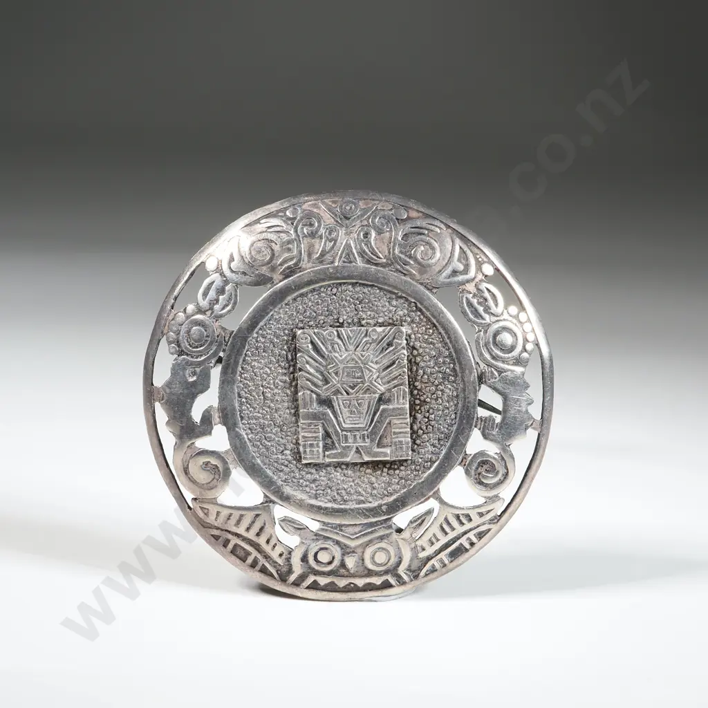 Sterling Silver Aztec Style Brooch Image 1++