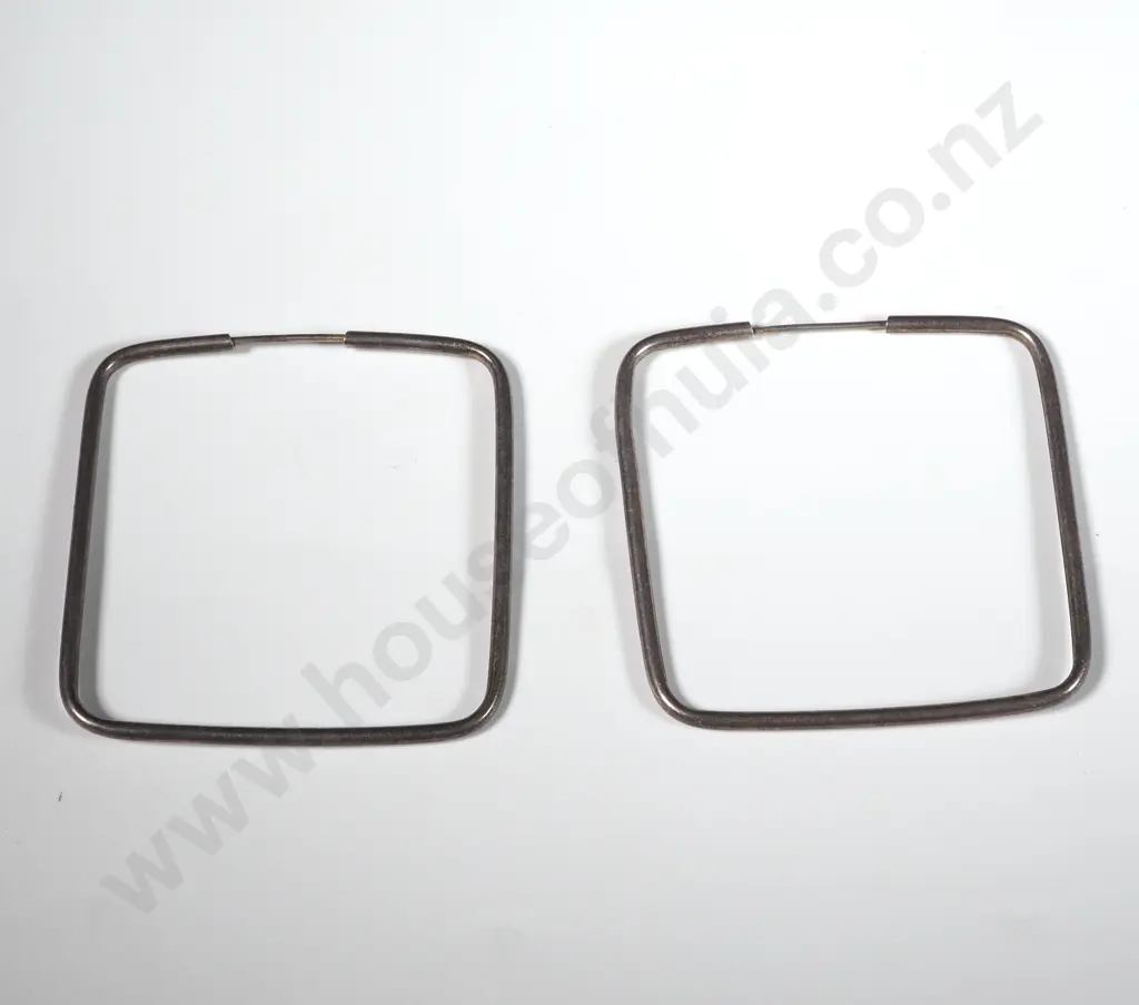 Pair Of Square Sterling Silver Hoop Earrings  Image 1++