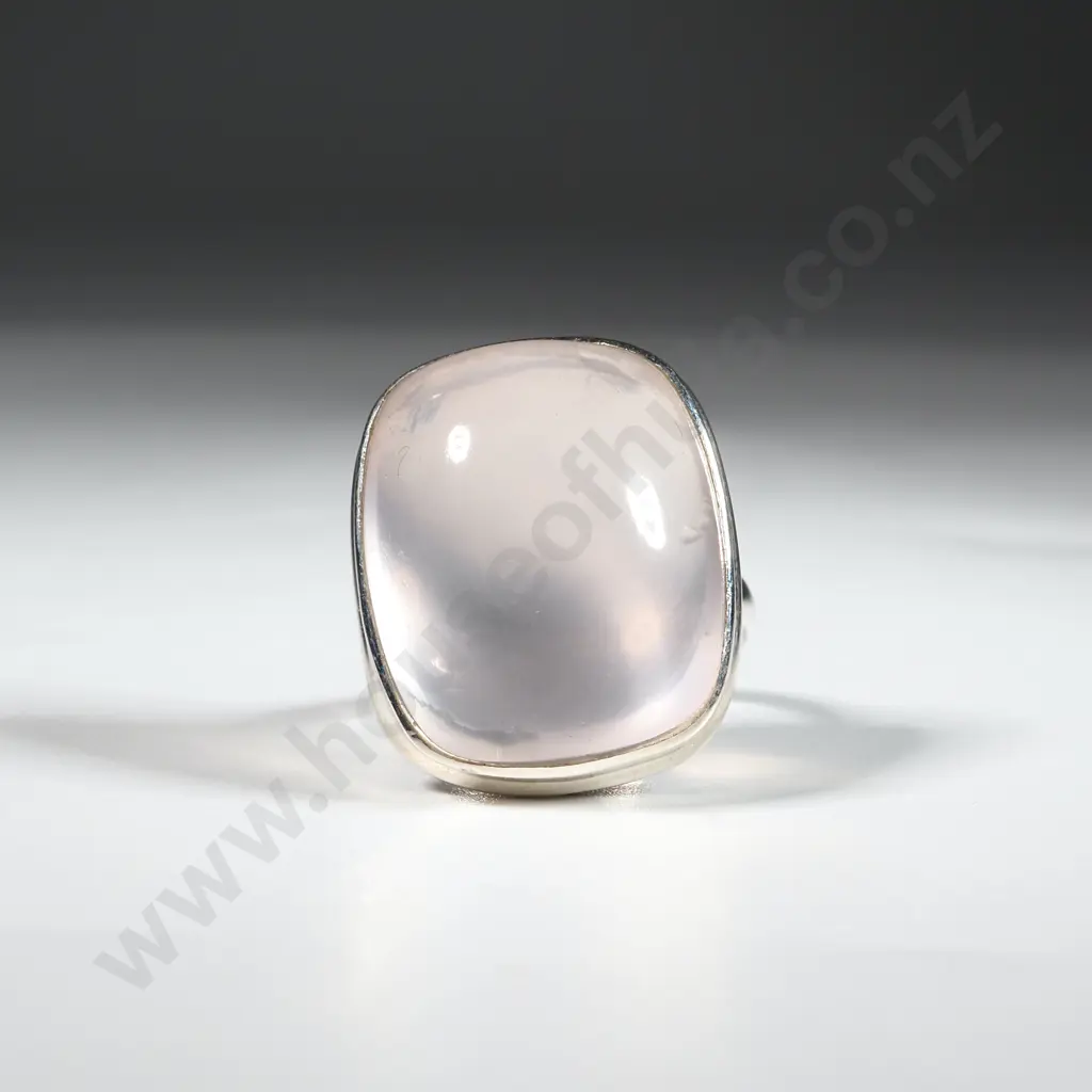 Sterling Silver & Cabuchon  Rose Quartz Ring Image 1++