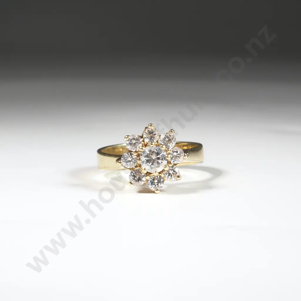 Gold Plated White Stone Cluster Ring  Image 1++