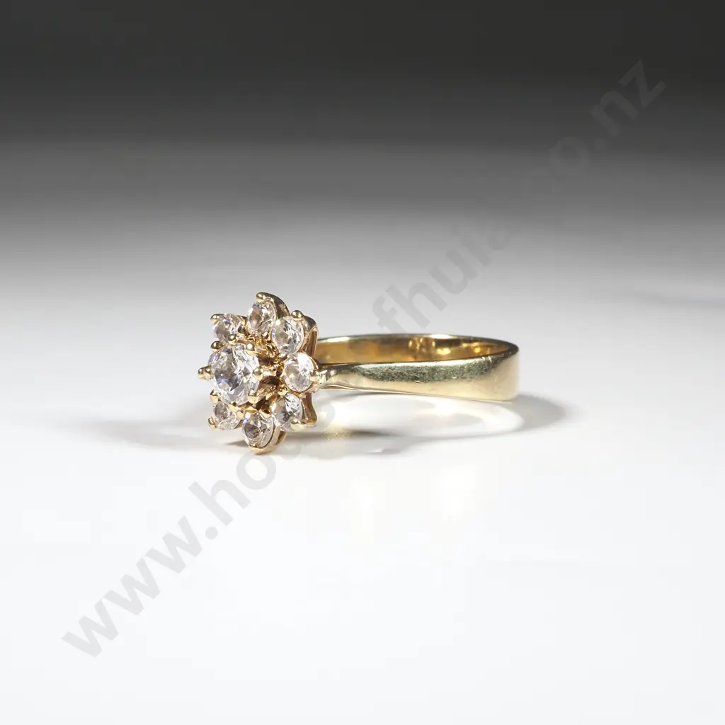 Gold Plated White Stone Cluster Ring  Image 1++