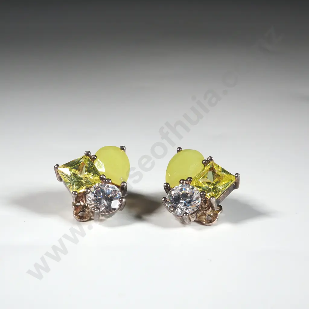 Sterling Silver Clip On Gem Earrings Image 1++