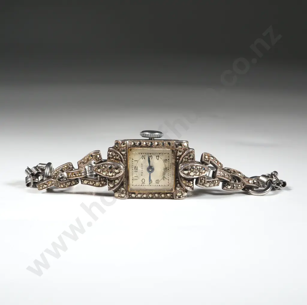 Sterling Silver Marcasite Watch - Mascot, Swiss Made  Image 1++
