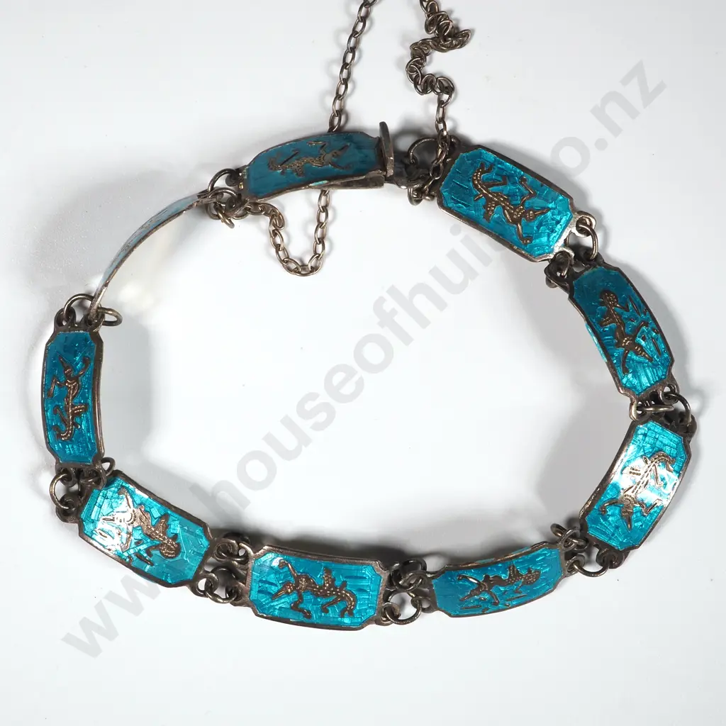Sterling Silver Siam Enamel Bracelet Image 1++