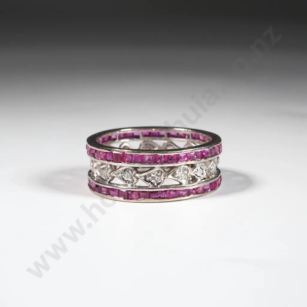 9ct Gold Ruby & Diamond Band Image 1++