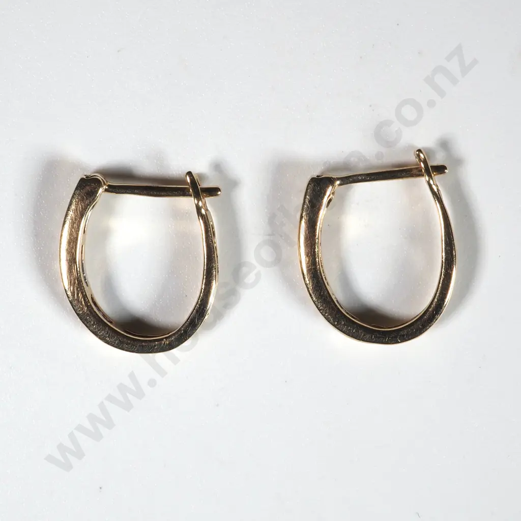 9ct Gold & Zircon Hoop Earrings  Image 1++