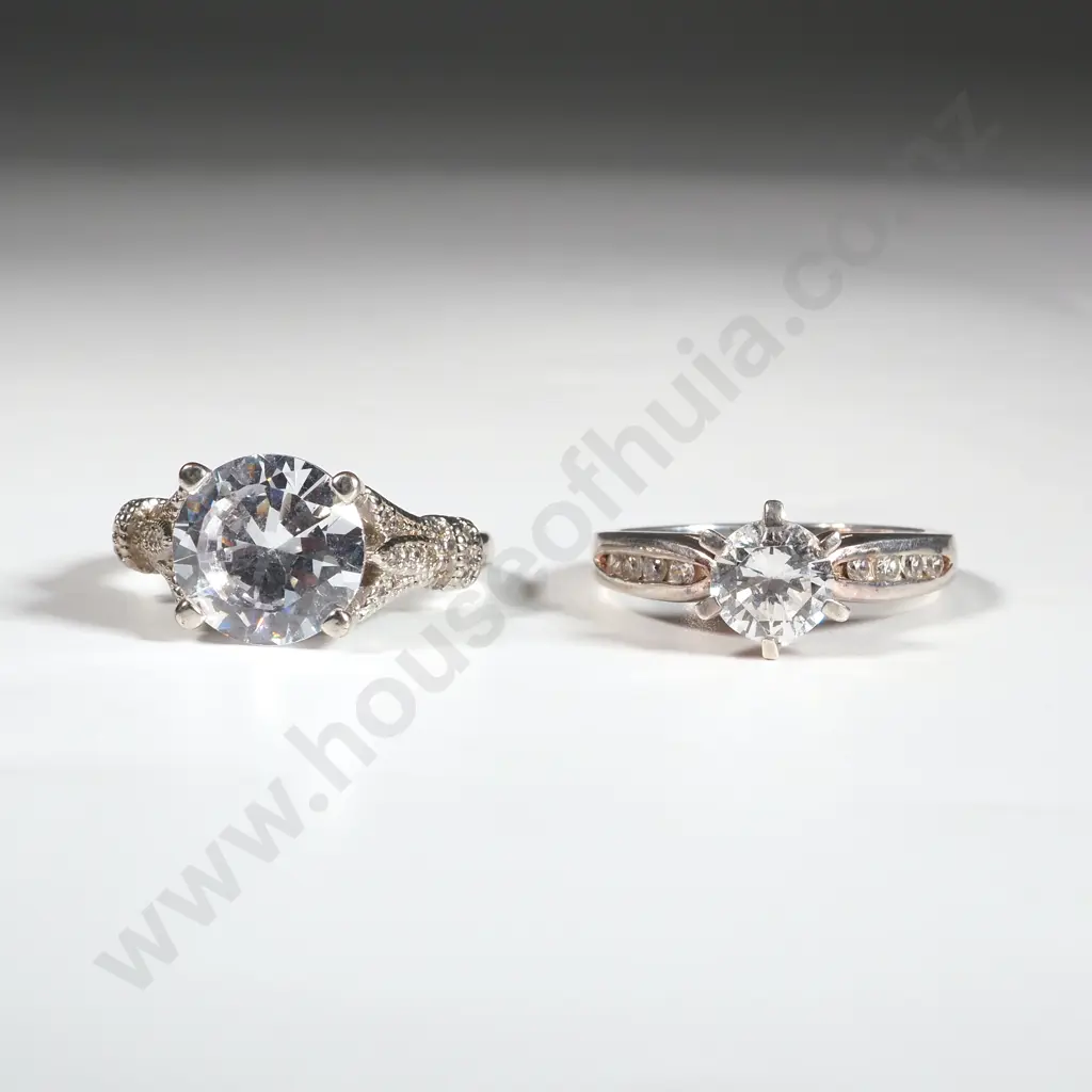 Two Sterling Silver & CZ Dress Rings Image 1++