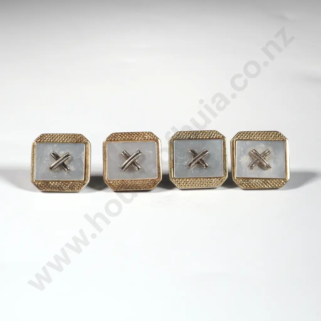 Set of Four Decorative Buttons - Stamped 14ct / Sterling Silver Image 1++