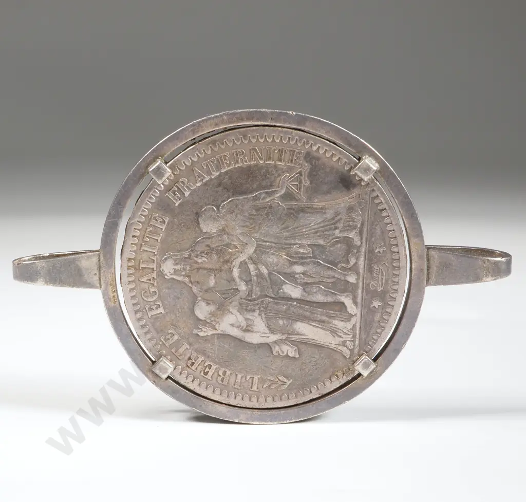1875 France 5 Francs in Sterling Silver Mount  Image 1++