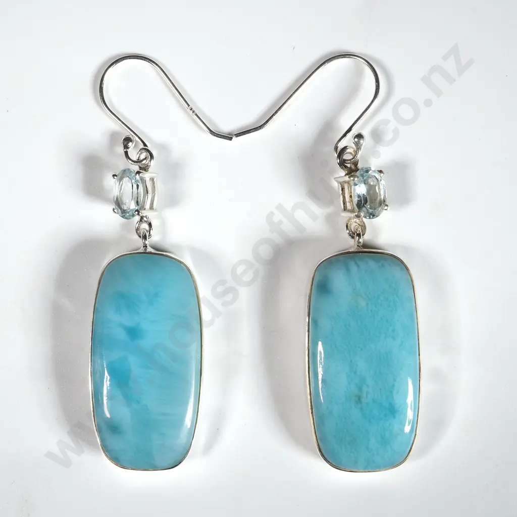 Sterling Silver & Turquoise Drop Earrings  Image 1++