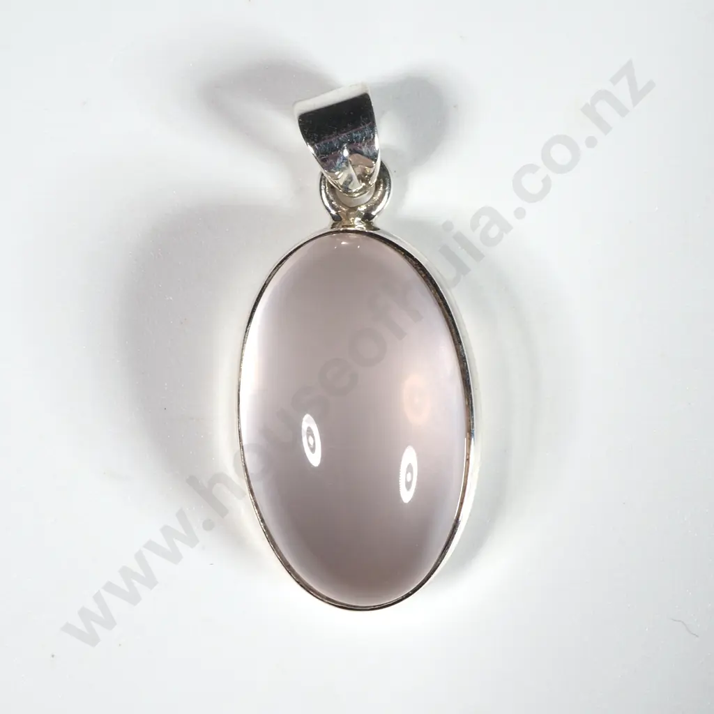 Sterling Silver & Cabochon Rose Quartz Pendant  Image 1++