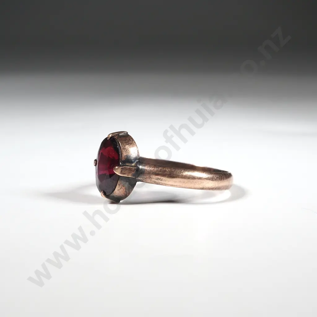 Antique 9ct Rose Gold Red Gem Ring Image 1++