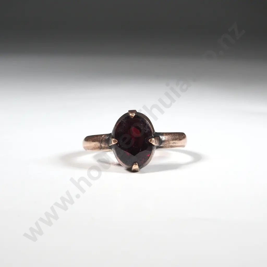 Antique 9ct Rose Gold Red Gem Ring Image 1++