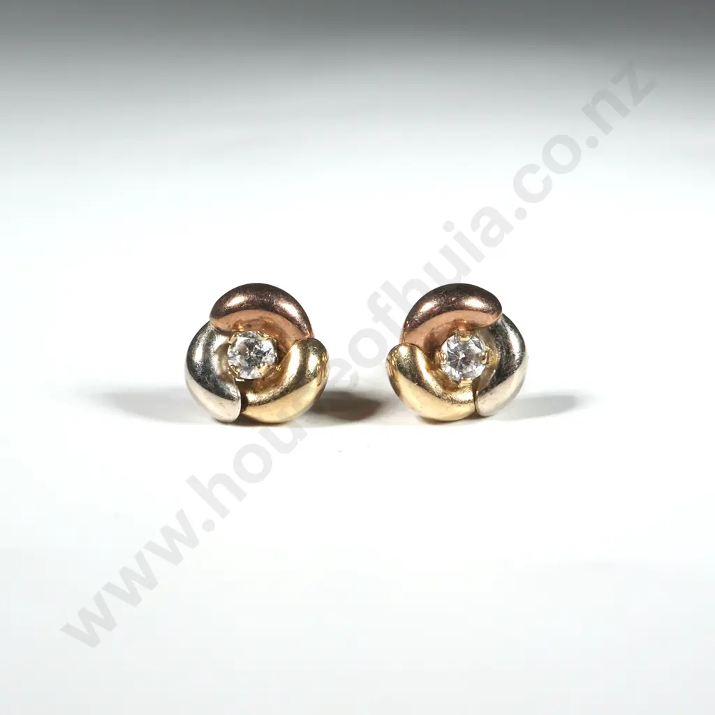 9ct Bicolour Gold Earrings In The Form Of A Flower  Image 1++