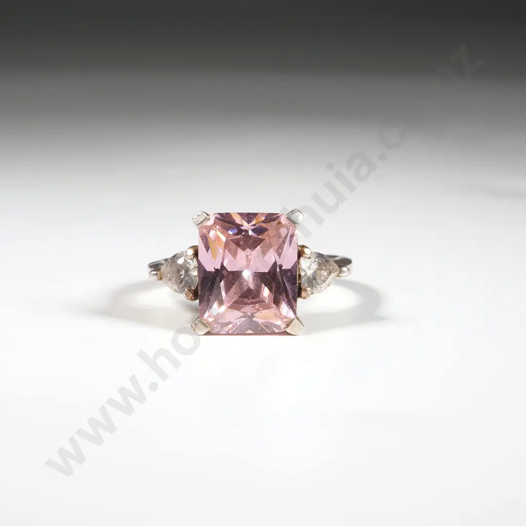 Sterling Silver Pink Stone Dress Ring Image 1++