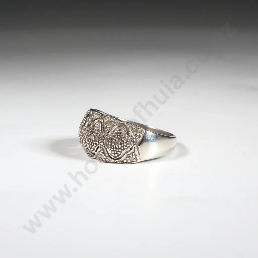 Sterling Silver & Diamond Ring  Image 1++