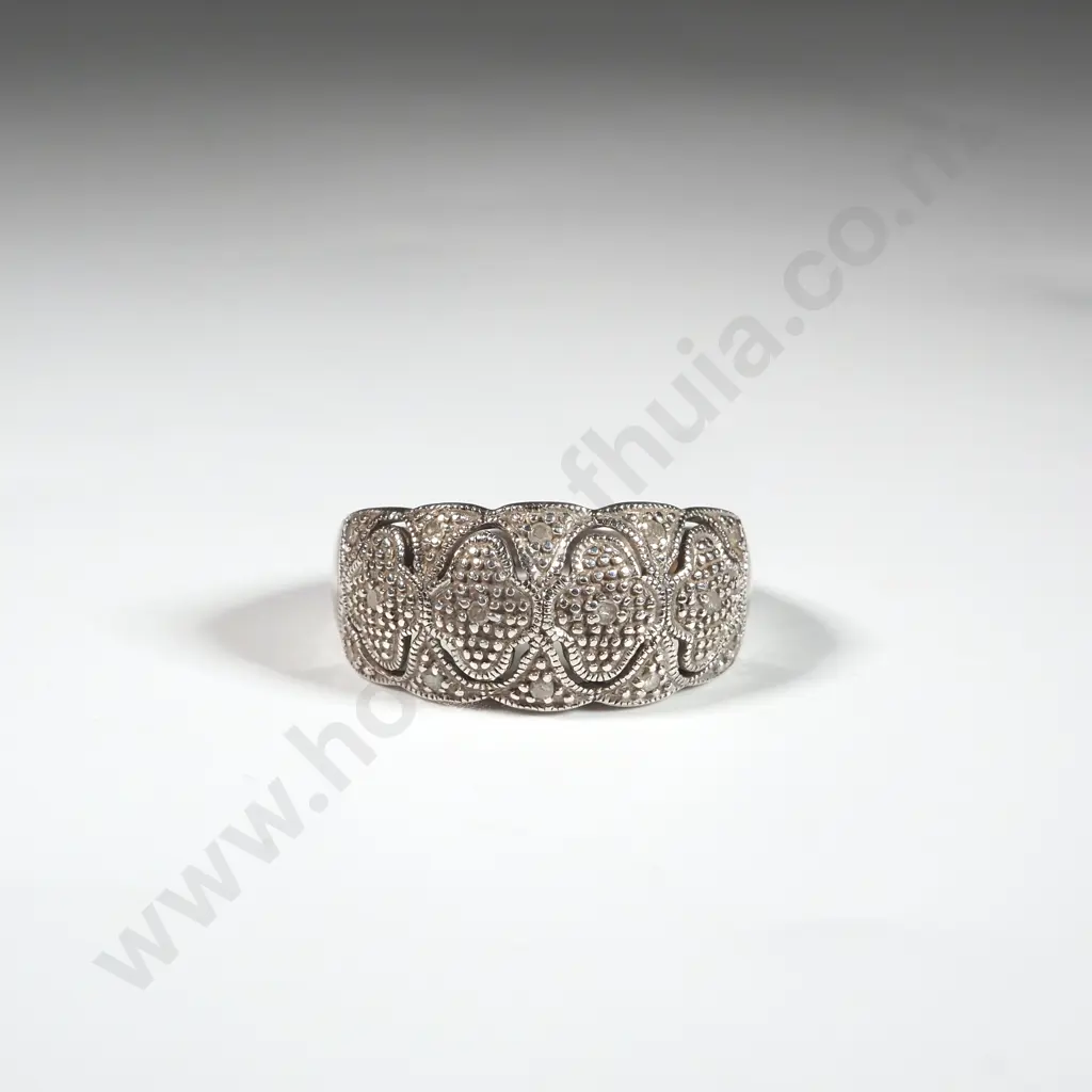 Sterling Silver & Diamond Ring  Image 1++
